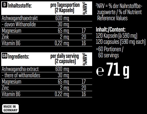 Body Attack Ashwagandha KSM-66 - 120 Kapseln